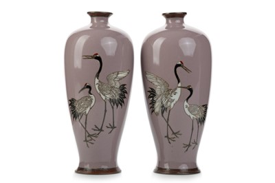 Lot 1264 - PAIR OF JAPANESE CLOISONNE VASES