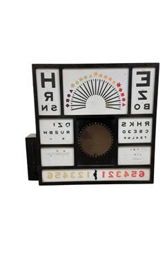 Lot 464 - VINTAGE OPTOMETRIST EYE TEST BOX