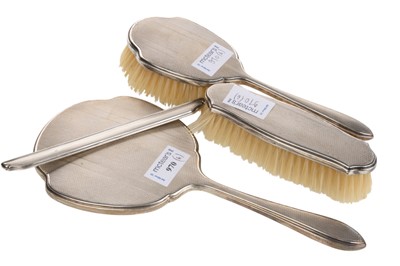 Lot 970 - SILVER BACKED FOUR PIECE DRESSING TABLE SET