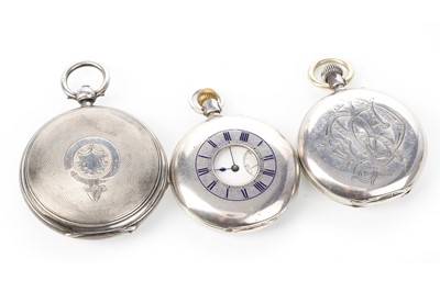Lot 850 - THREE SILVER CASED POCKET WATCHES