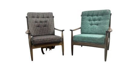 Lot 562 - PAIR OF MID CENTURY TEAK FRAMED CHAIRS