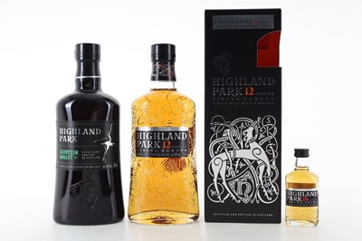 Lot 158 - HIGHLAND PARK 12 YEAR OLD WITH 18 YEAR OLD MINIATURE AND SCOTTISH BALLET