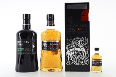 Lot 243 - HIGHLAND PARK 12 YEAR OLD WITH 18 YEAR OLD MINIATURE AND SCOTTISH BALLET