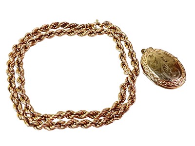 Lot 517 - GOLD LOCKET AND CHAIN