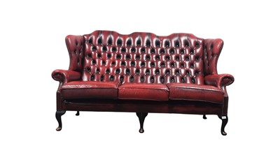 Lot 539 - LEATHER CHESTERFIELD THREE SEAT SETTEE
