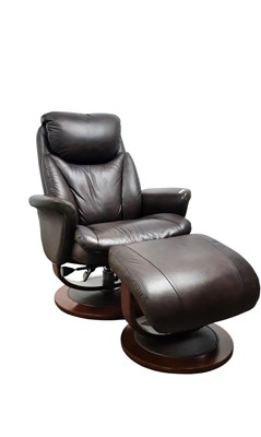 Lot 564 - BROWN LEATHER RECLINING ARMCHAIR