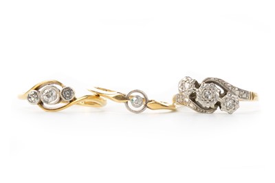 Lot 491 - THREE DIAMOND SET RINGS