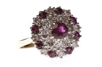 Lot 7 - IMPRESSIVE RUBY AND DIAMOND CLUSTER RING the...