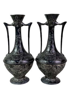 Lot 37 - THREE PIECES OF ARTS & CRAFTS PEWTER VASES