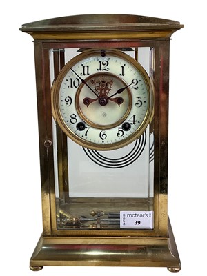 Lot 39 - BRASS CASED CLOCK