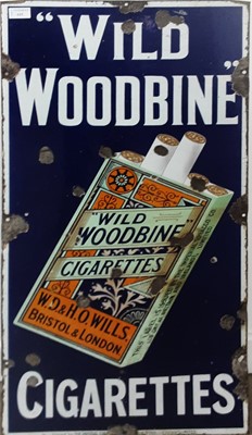 Lot 625 - 'WILD WOODBINE' CIGARETTES, ENAMEL ADVERTISEMENT SIGN