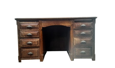 Lot 95 - OAK KNEEHOLE DESK