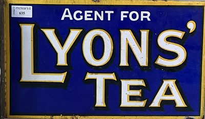 Lot 635 - 'AGENT FOR LYONS' TEA', DOUBLE SIDED WALL BRACKET ADVERTISEMENT SIGN