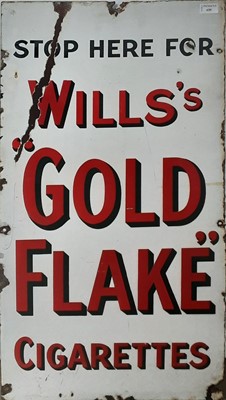 Lot 639 - 'WILLS'S GOLD FLAKE CIGARETTES', ENAMELLED ADVERTISEMENT SIGN