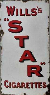 Lot 640 - 'WILLS'S STAR CIGARETTES', ENAMELLED ADVERTISEMENT SIGN