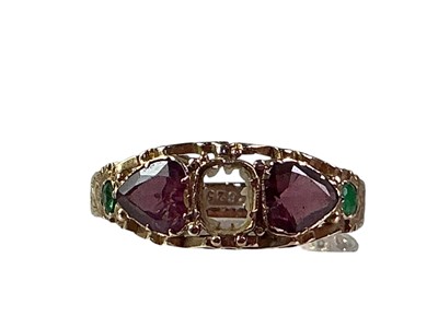 Lot 3 - VICTORIAN RUBY AND EMERALD RING