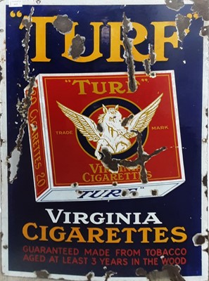 Lot 643 - 'TURF VIRGINIA CIGARETTES', ENAMELLED ADVERTISEMENT SIGN