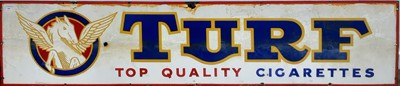 Lot 646 - 'TURF TOP QUALITY CIGARETTES', ENAMELLED ADVERTISEMENT SIGN