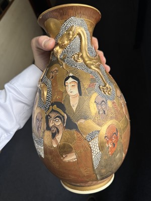 Lot 1272 - PAIR OF JAPANESE SATSUMA POTTERY VASES