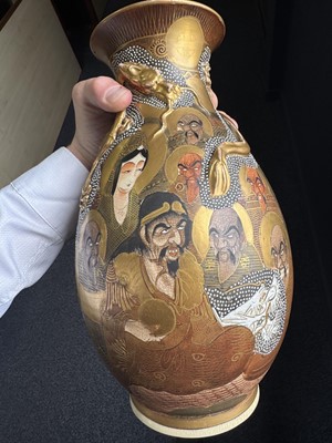 Lot 1272 - PAIR OF JAPANESE SATSUMA POTTERY VASES