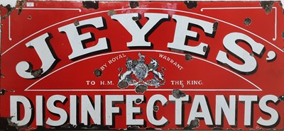 Lot 650 - 'JEYES DISINFECTANTS', ENAMELLED ADVERTISEMENT SIGN