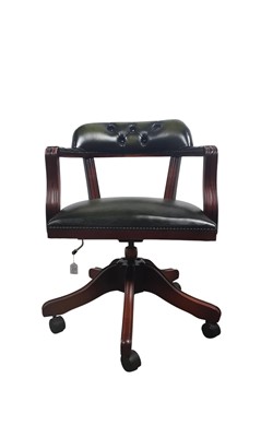 Lot 110 - MAHOGANY FRAMED SWIVEL CAPTAIN'S CHAIR