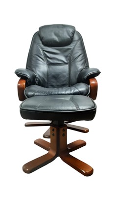 Lot 116 - MODERN BLACK LEATHER RECLINING CHAIR