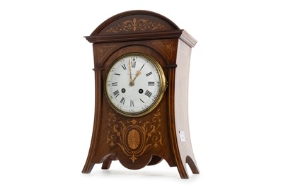 Lot 1001 - EDWARDIAN INLAID MAHOGANY MANTEL CLOCK