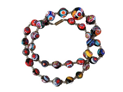 Lot 153 - GROUP OF SIX VINTAGE MURANO GLASS MILLEFIORI BEAD NECKLACES