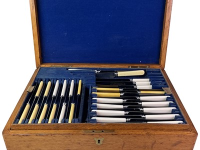 Lot 64 - OAK CANTEEN OF CUTLERY