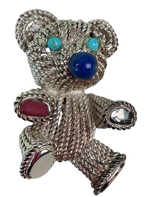 Lot 252 - SILVER TEDDY BEAR BROOCH