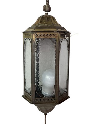 Lot 254 - BRASS WALL MOUNTING LANTERN