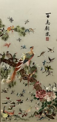 Lot 284 - MODERN CHINESE EMBROIDERED SILK PANEL