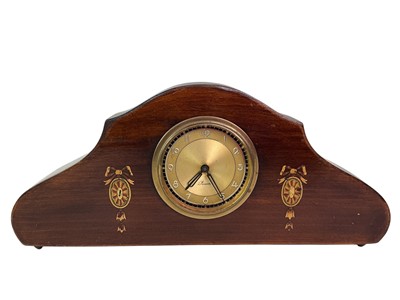 Lot 315 - MAHOGANY INLAID MANTEL CLOCK