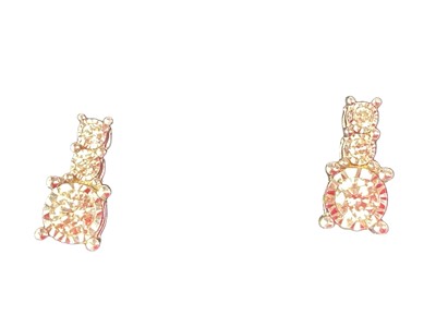 Lot 382 - PAIR OF DIAMOND THREE STONE EARRINGS
