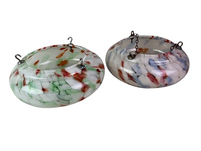 Lot 403 - PAIR OF MOTTLED GLASS CEILING LIGHT SHADES