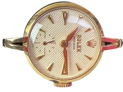 Lot 383 - ROLEX PRECISION NINE CARAT GOLD MANUAL WIND WRIST WATCH