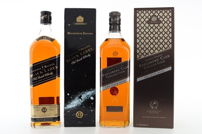 Lot 284 - JOHNNIE WALKER EXPLORERS' CLUB THE SPICE ROAD 1L AND 12 YEAR OLD BLACK LABEL MILLENNIUM 1L