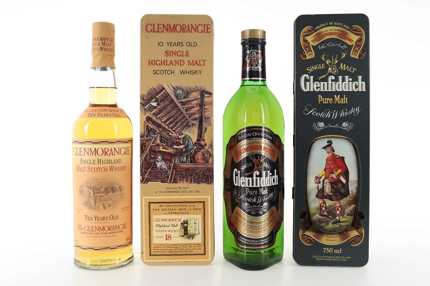 Lot 289 - GLENMORANGIE 10 YEAR OLD AND GLENFIDDICH SPECIAL OLD RESERVE CLAN KENNEDY 75CL