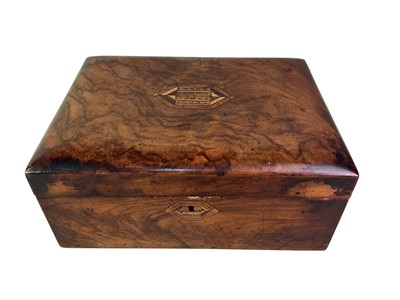 Lot 437 - MAHOGANY INLAID JEWELLERY CASKET