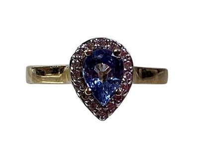 Lot 476 - SAPPHIRE AND CUBIC ZIRCONIA CLUSTER RING