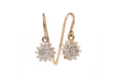Lot 557 - PAIR OF DIAMOND CLUSTER DROP EARRINGS