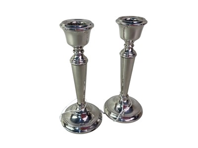 Lot 500 - PAIR OF ELIZABETH II SILVER CANDLESTICKS