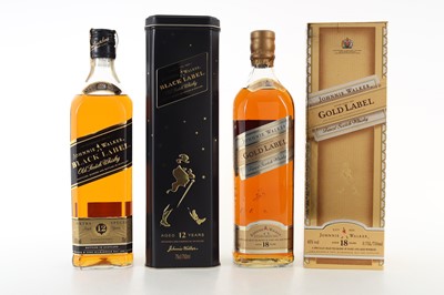 Lot 8 - JOHNNIE WALKER 18 YEAR OLD GOLD LABEL 75CL AND 12 YEAR OLD BLACK LABEL 75CL