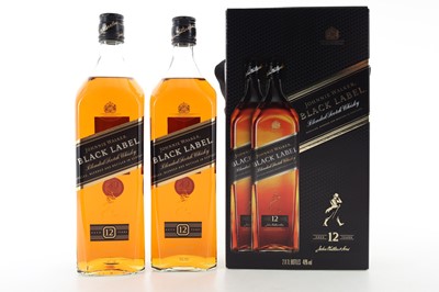 Lot 56 - JOHNNIE WALKER 12 YEAR OLD BLACK LABEL GIFT PACK (2 X 1L)