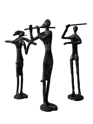 Lot 596 - SET OF THREE BRONZED FIGURES