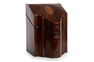 Lot 1257 - REGENCY INLAID MAHOGANY KNIFE BOX