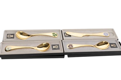 Lot 987 - GEORG JENSEN, THREE SILVER GILT SPOONS