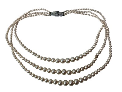 Lot 431 - THREE SIMULATED PEARL NECKLACES