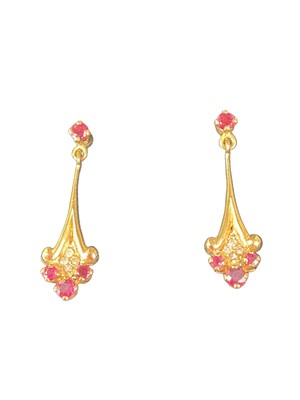Lot 654 - PAIR OF RUBY AND DIAMOND EARRINGS